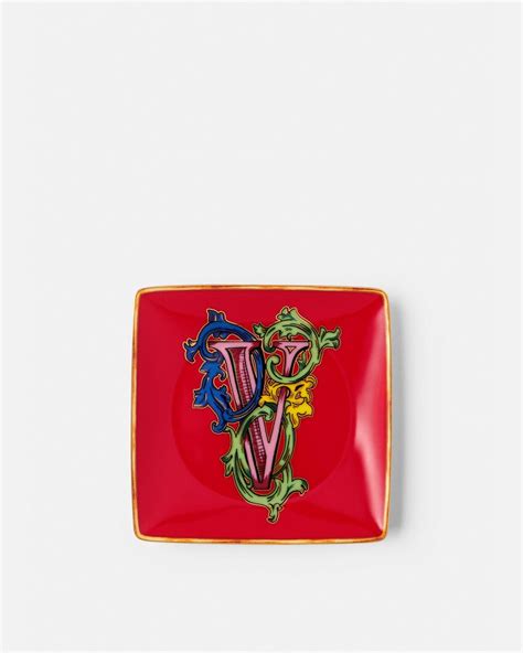 versace printed letter v|Versace Alphabet V Square Plate 12 cm Print .